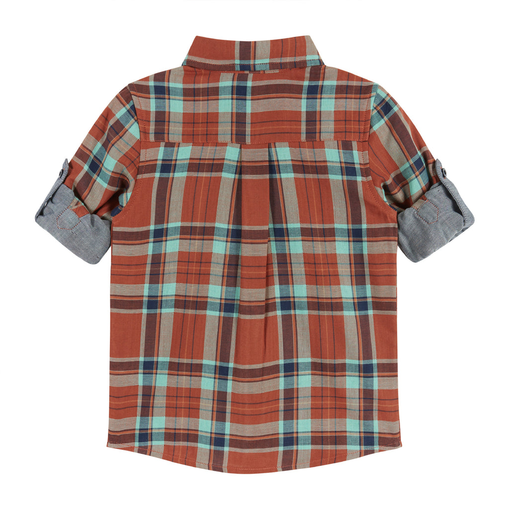 Rust Plaid Two-Faced Buttondown  | Red - Andy & Evan