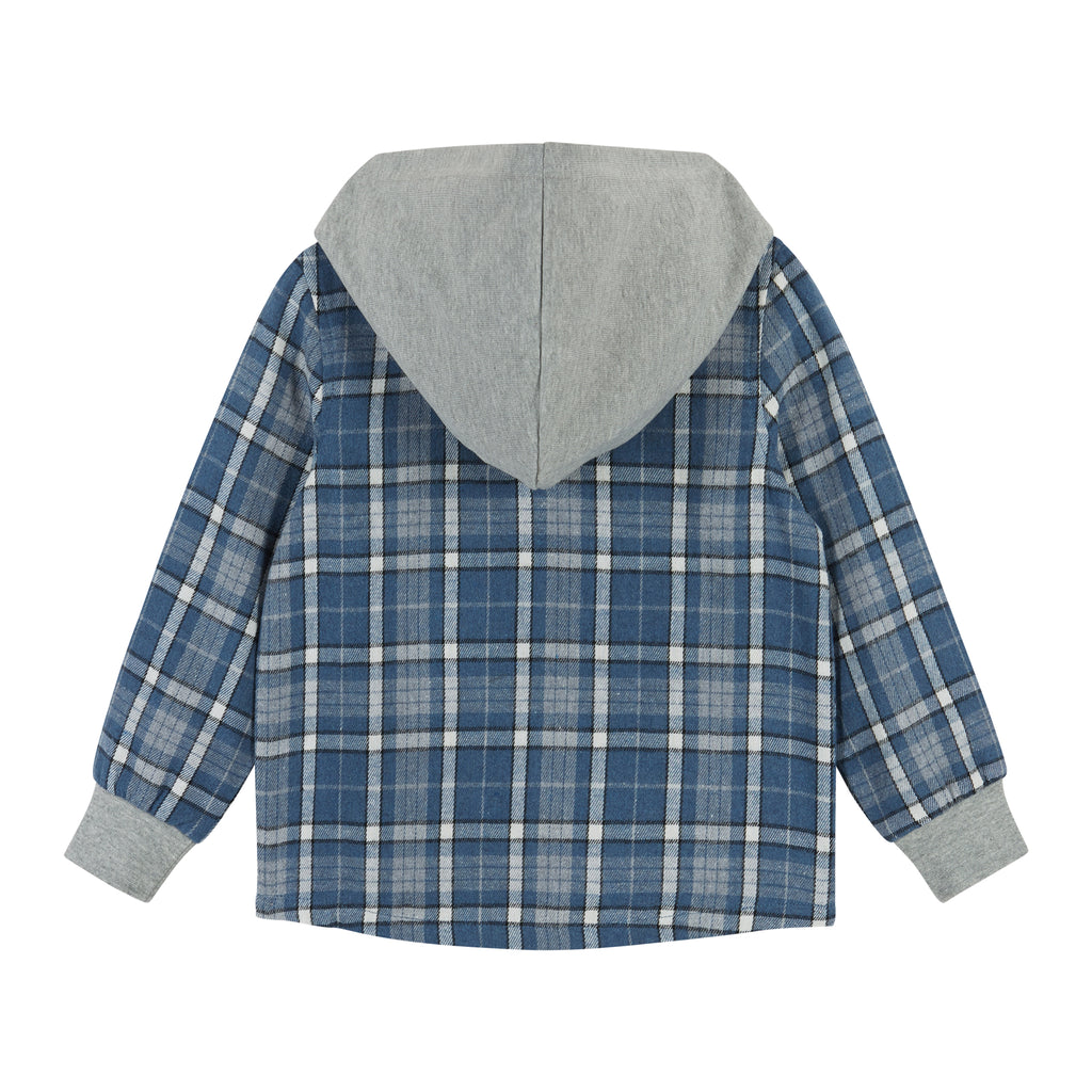 Plaid Hooded Flannel Top  | Blue & Grey - Andy & Evan