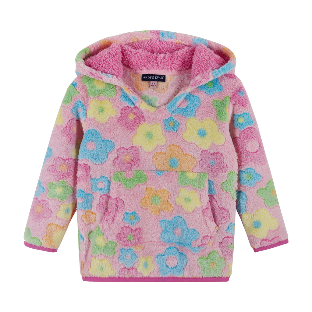 Hooded Colorful Flower Plush Pull Over | Pink - Andy & Evan