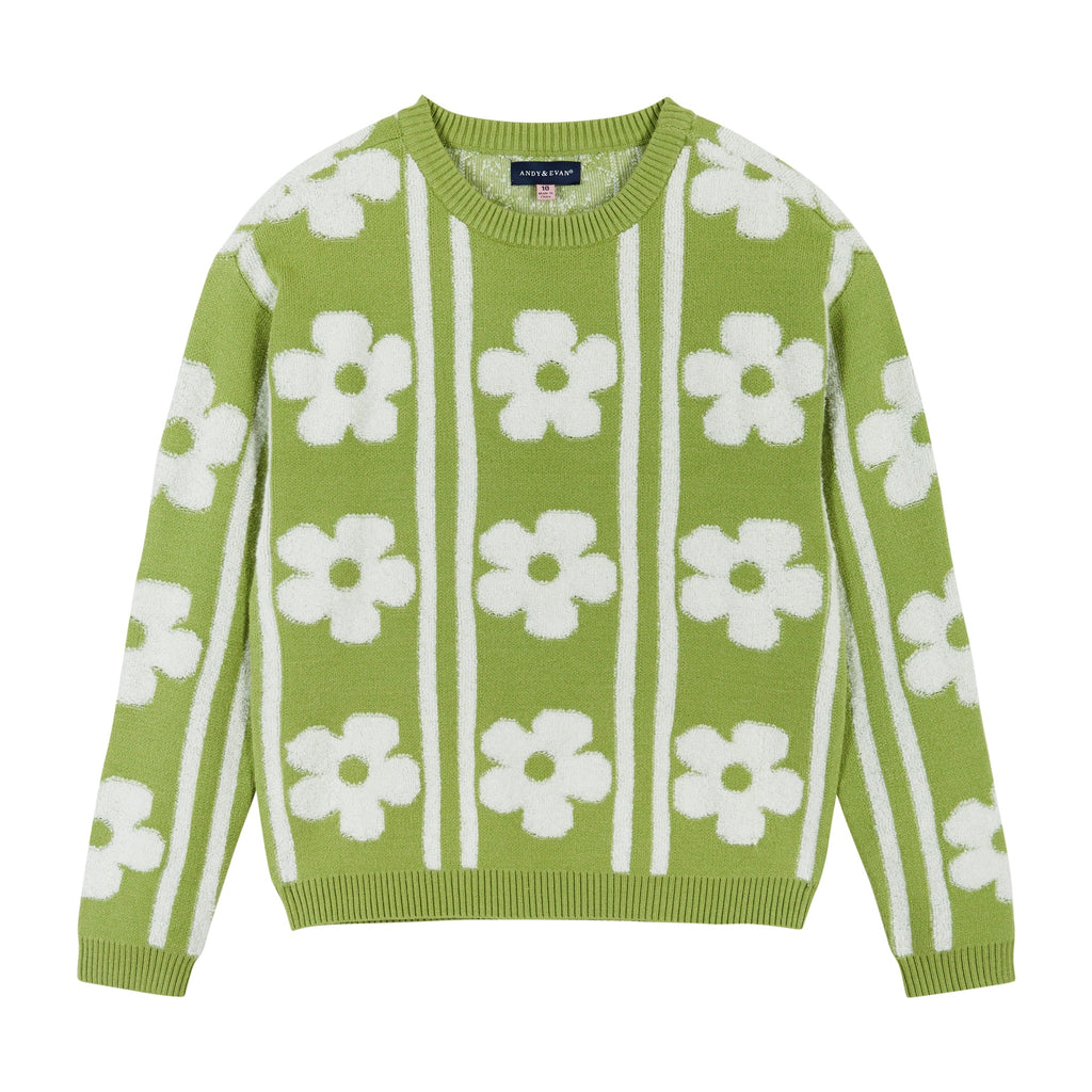 Flower Sherpa Sweater  | Green - Andy & Evan