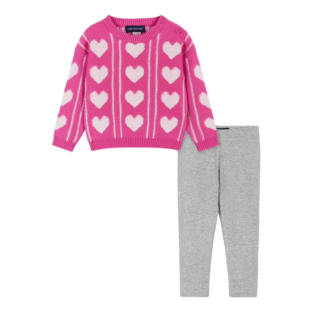 Infant Heart Sweater & Legging Set  | Pink - Andy & Evan