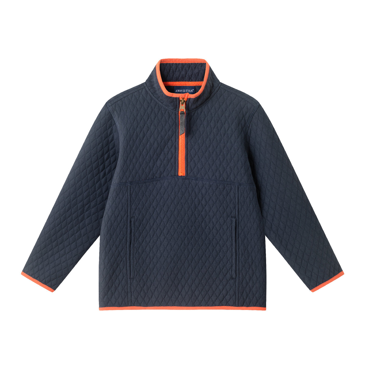 Kids (2 - 8) Quilted Quarter Zip Pullover - Navy - Andy & Evan