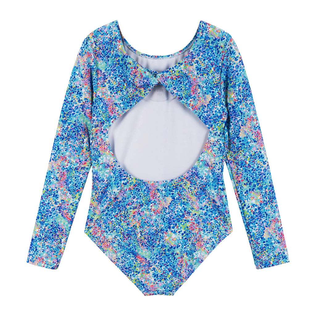 Long Sleeve Swimsuit (Size 7-16 Years) | Blue Abstract - Andy & Evan