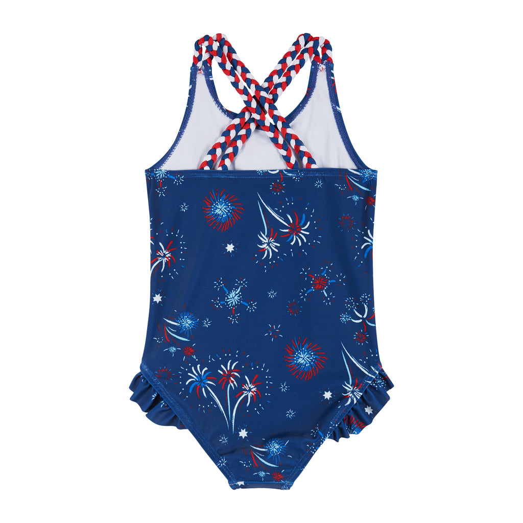 One-Piece Swimsuit w/Ruffle Detail | Firework Print - Andy & Evan