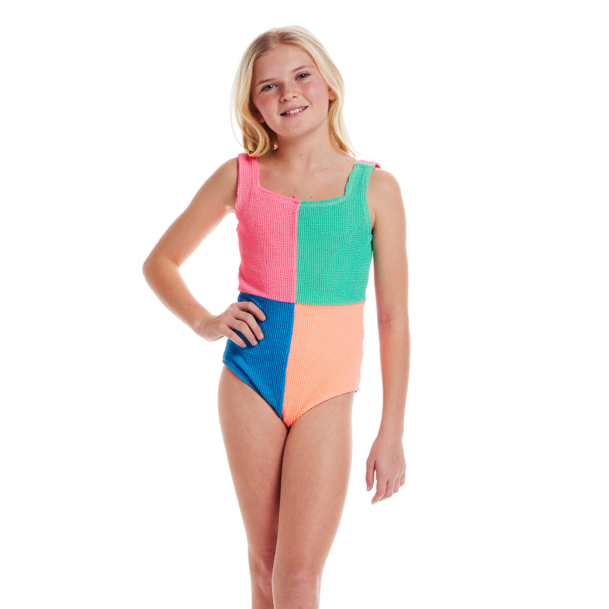 Kids (7-16) One Piece Swim Suit | Multi Color Block – Andy