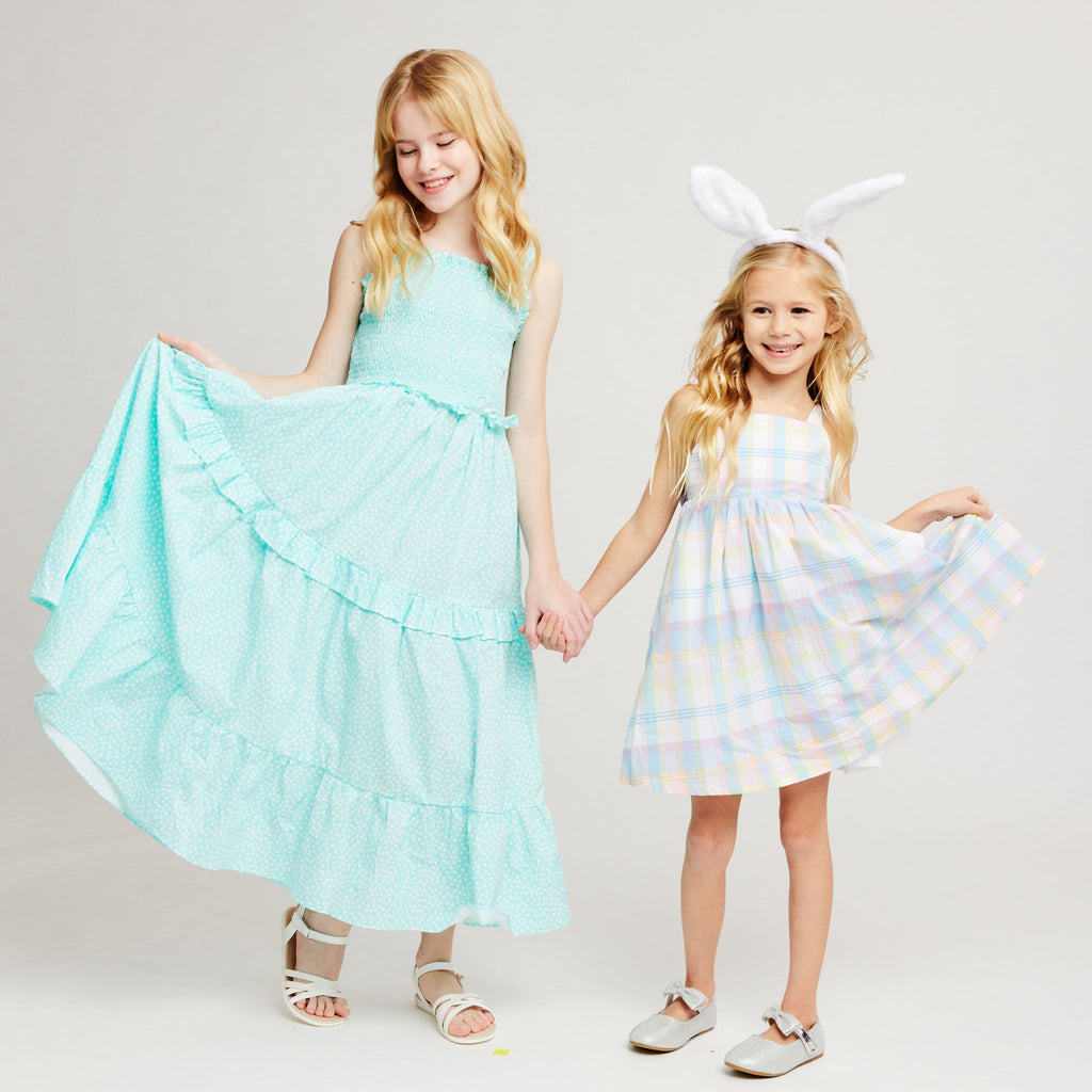 Ditsy Floral Print Poplin Maxi Dress (Size 7-16 Years) | Aqua - Andy & Evan