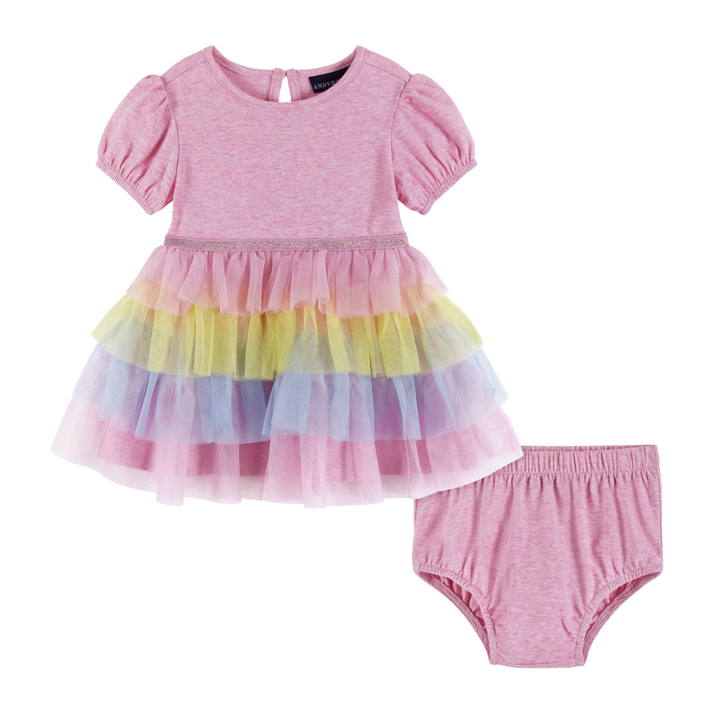 Infant Pink Puff Sleeve Dress - Andy & Evan