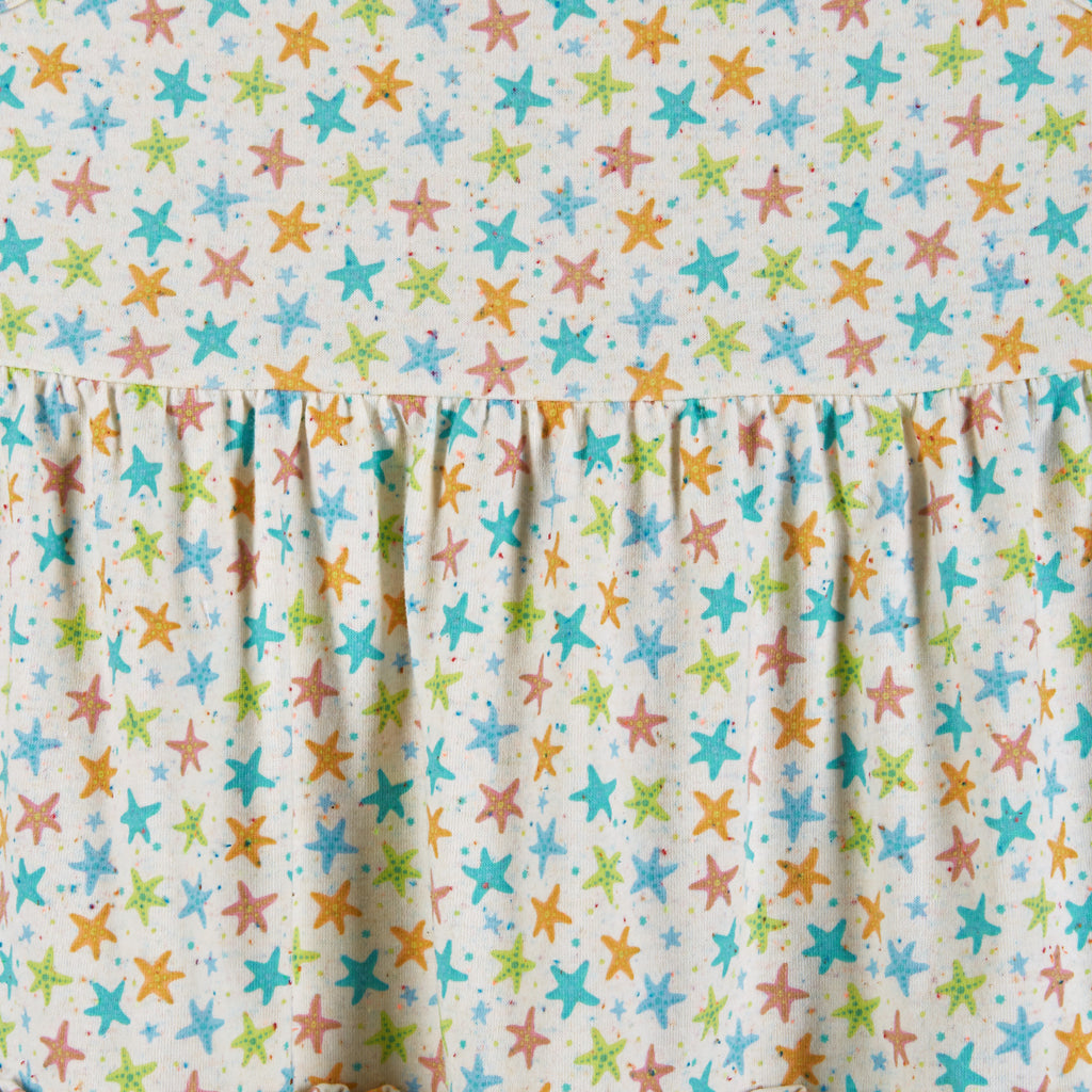 White Nep Dress | Neon Starfish Print - Andy & Evan