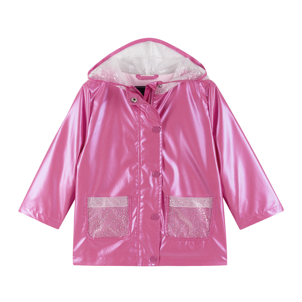 Pink Sparkle Pocket Hooded Raincoat - Andy & Evan