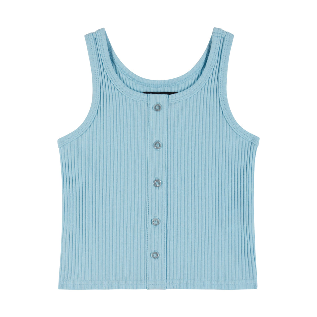 Blue Ribbed Button-Front Tank Top w/Starfish Skort - Andy & Evan