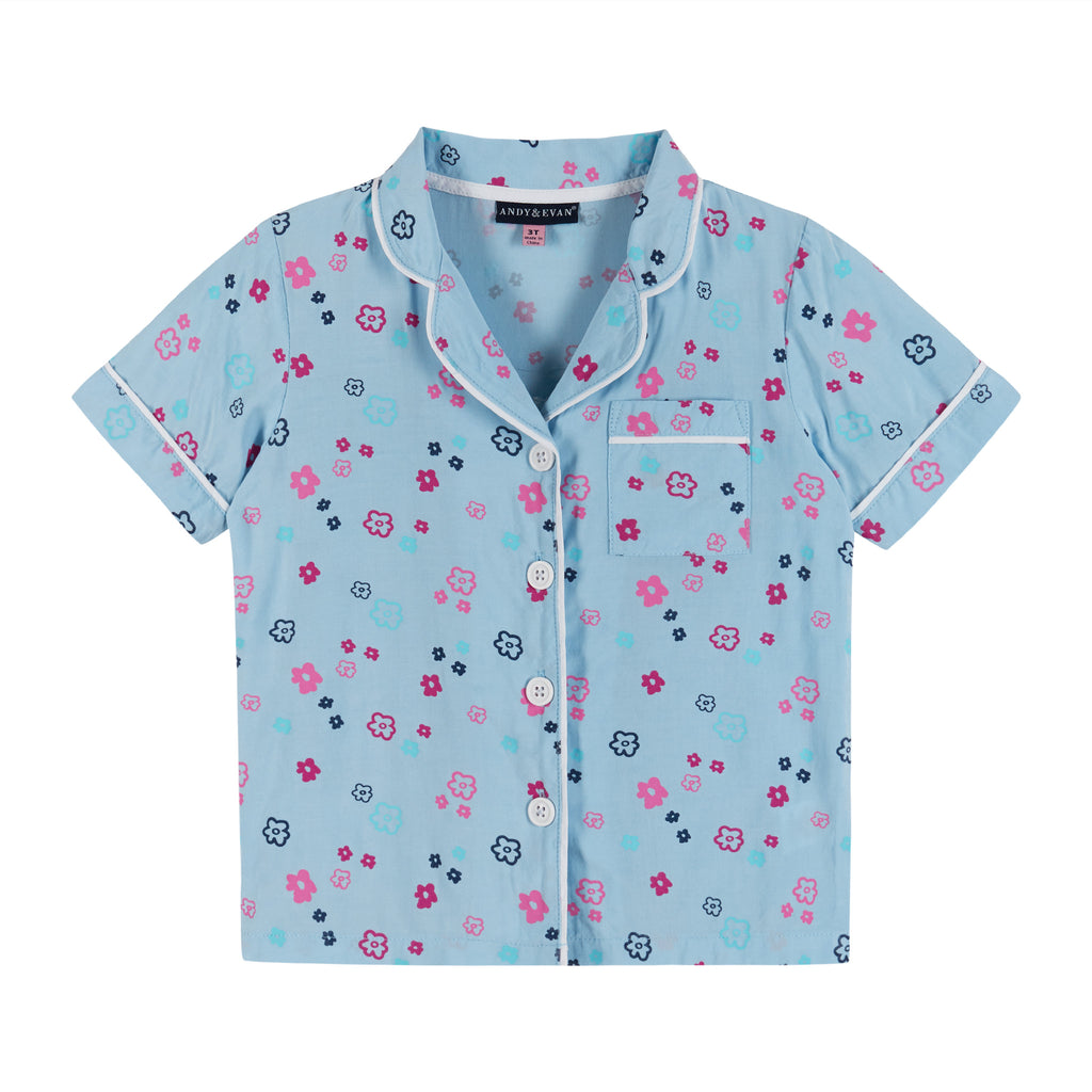 Two Piece Pajama Set | Aqua Floral - Andy & Evan