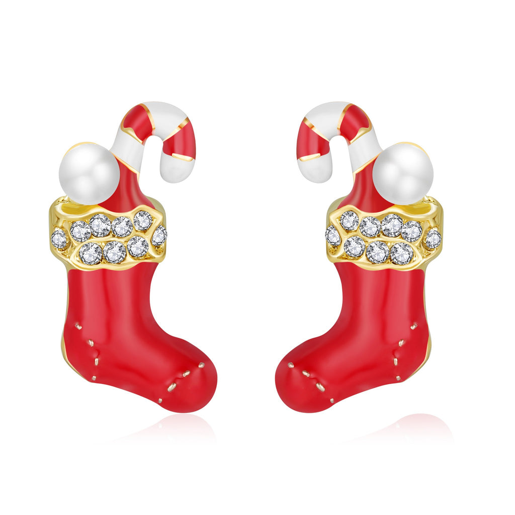 Candy Cane Stocking- Holiday Earrings - Andy & Evan