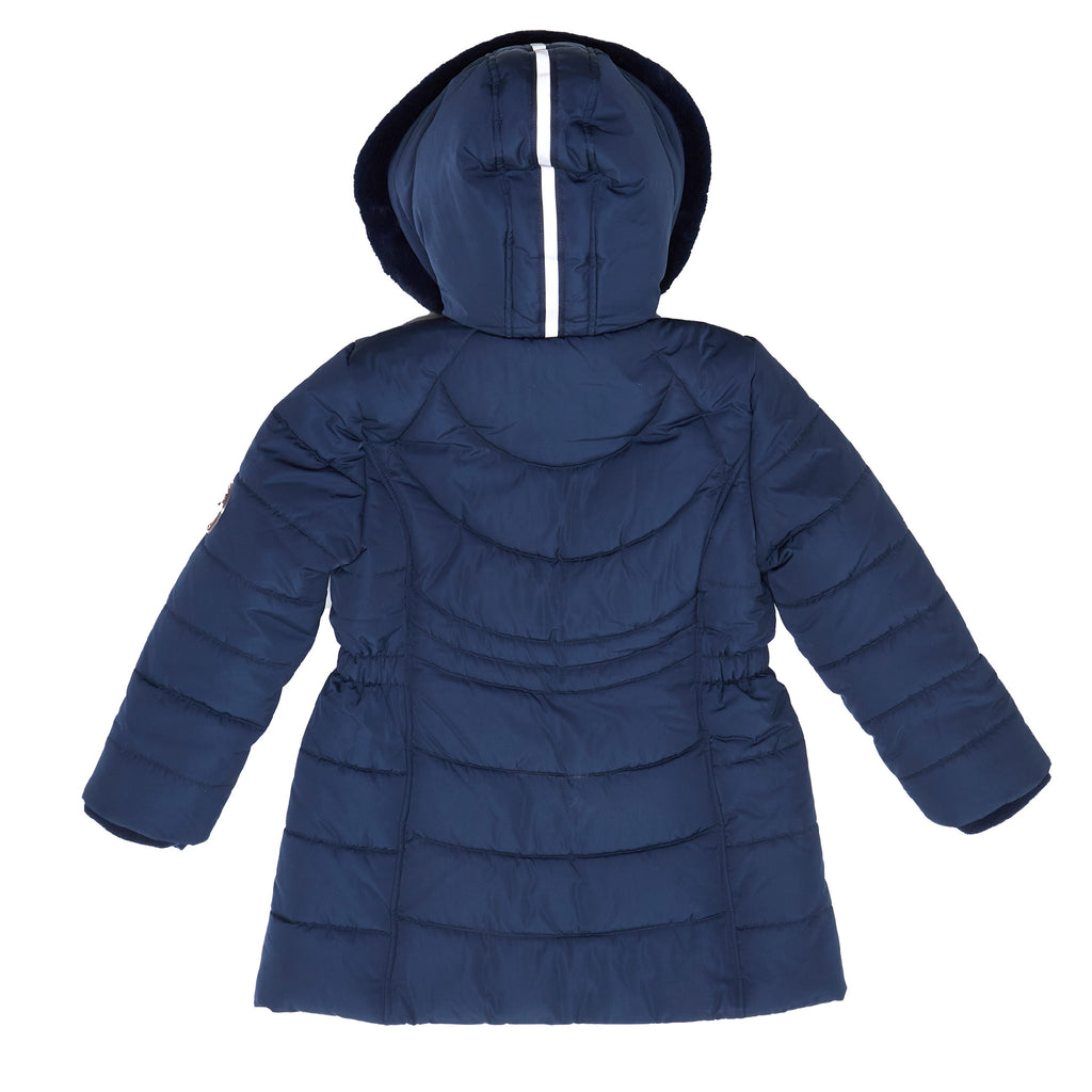 Girls Navy Reflective Hooded Parka - Andy & Evan