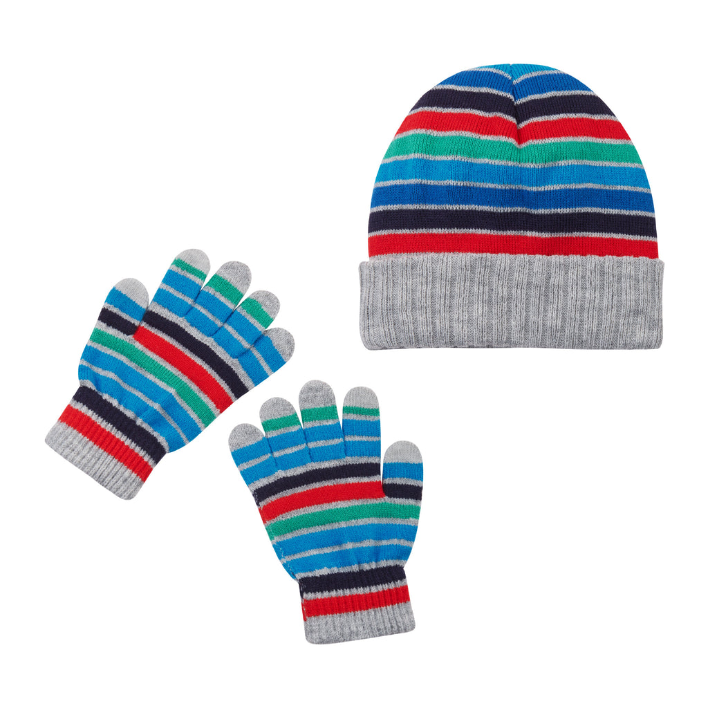 Multi Stripe Winter Hat & Glove Set - Andy & Evan