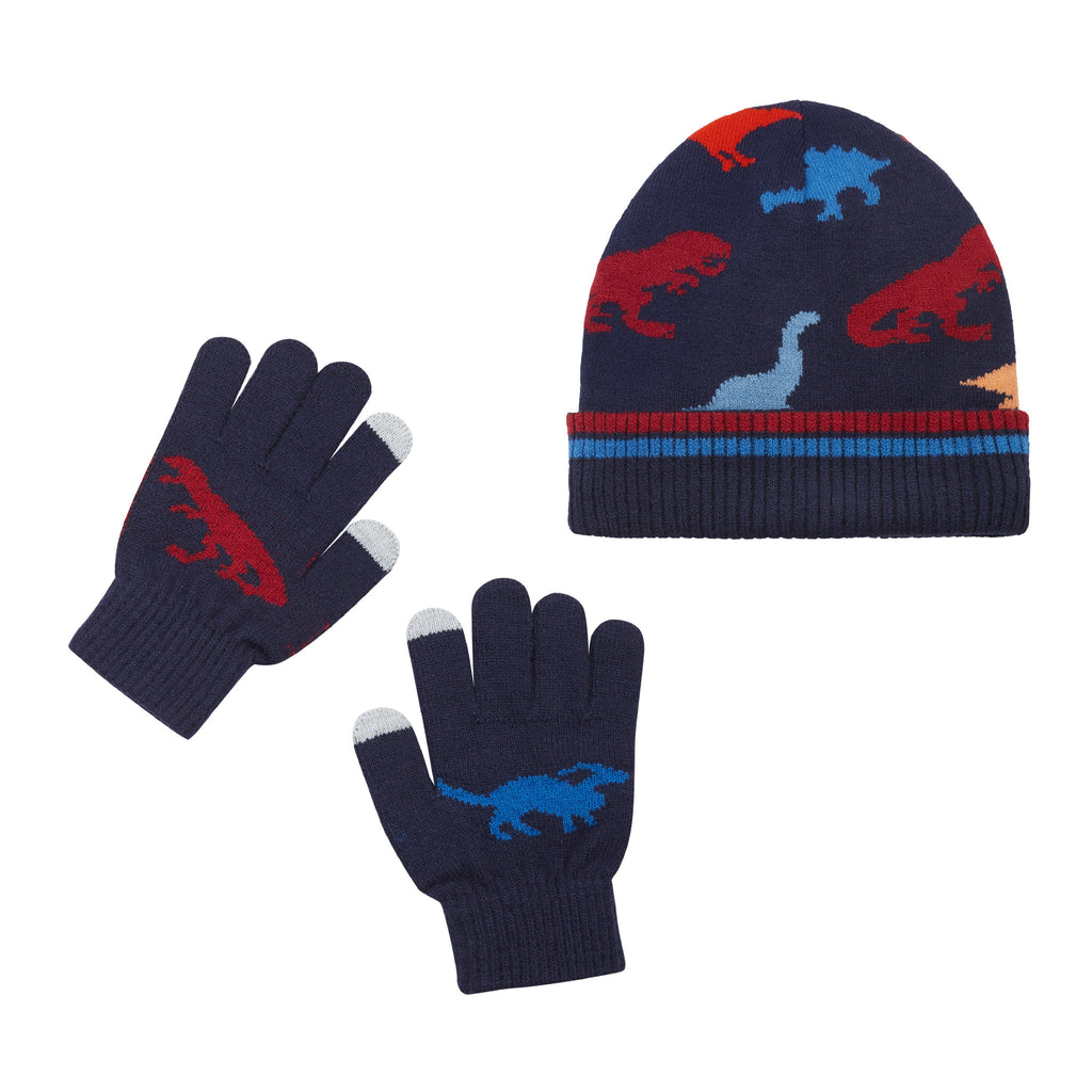 Navy Dino Hat & Gloves Set - Andy & Evan
