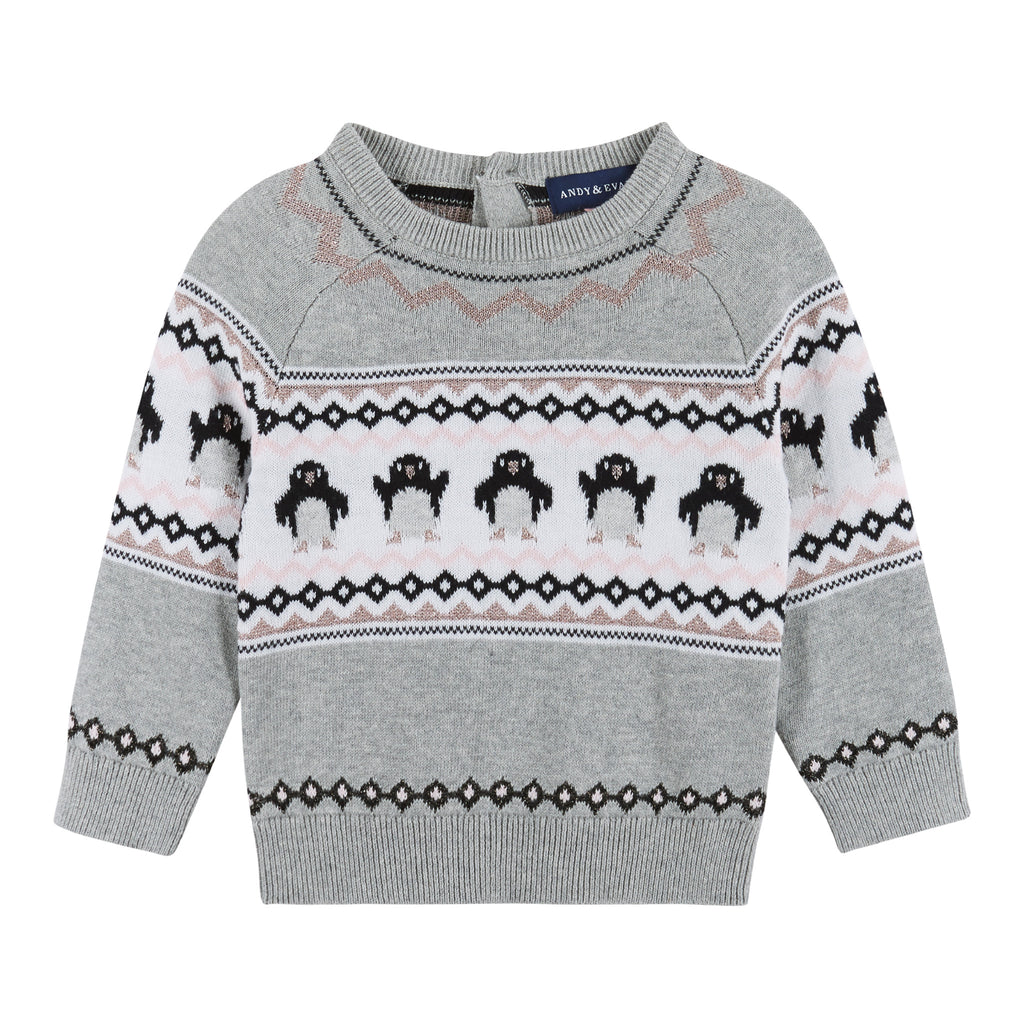 Baby Girl Penguin Fair Isle Sweater Set - Andy & Evan