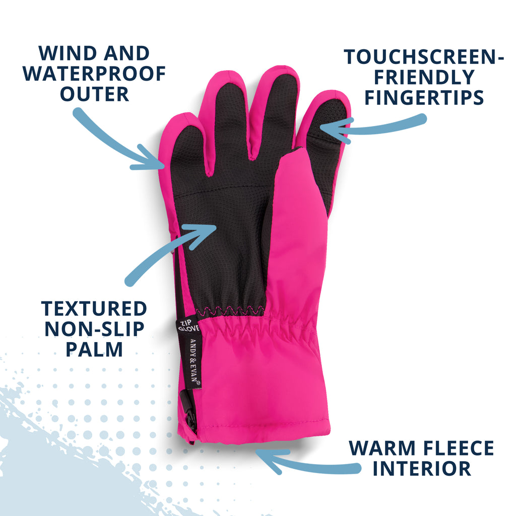 Winter & Ski Glove powered by ZIPGLOVE™ TECHNOLOGY | Hot Pink - Andy & Evan
