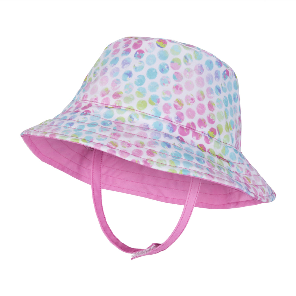 UPF 50+ Reversible Tie Dye Dotted Bucket Hat (Size 2-4 Years) | Blue Pink - Andy & Evan