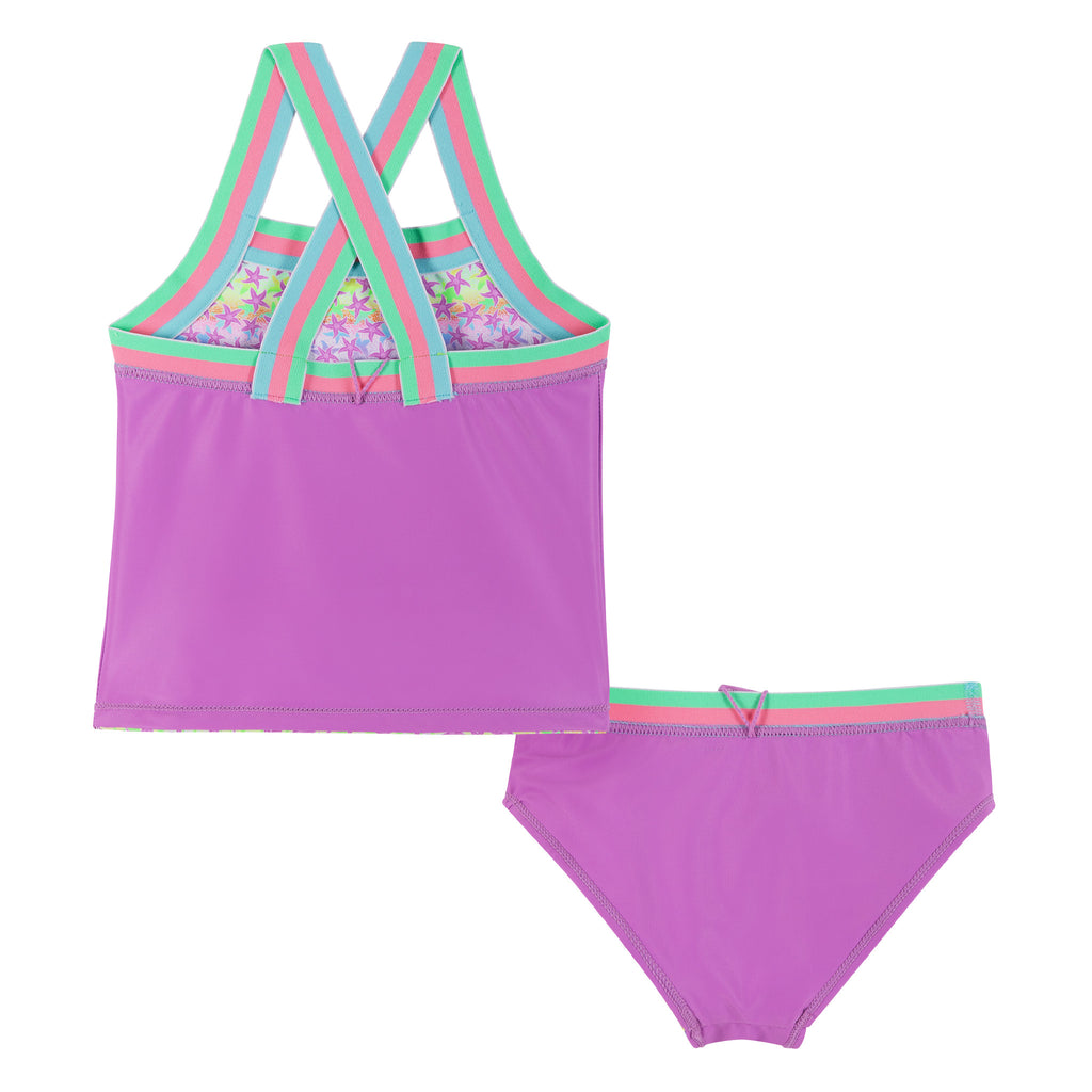 UPF 50+ Reversible Starfish Print Swim Suit | Green Pink - Andy & Evan