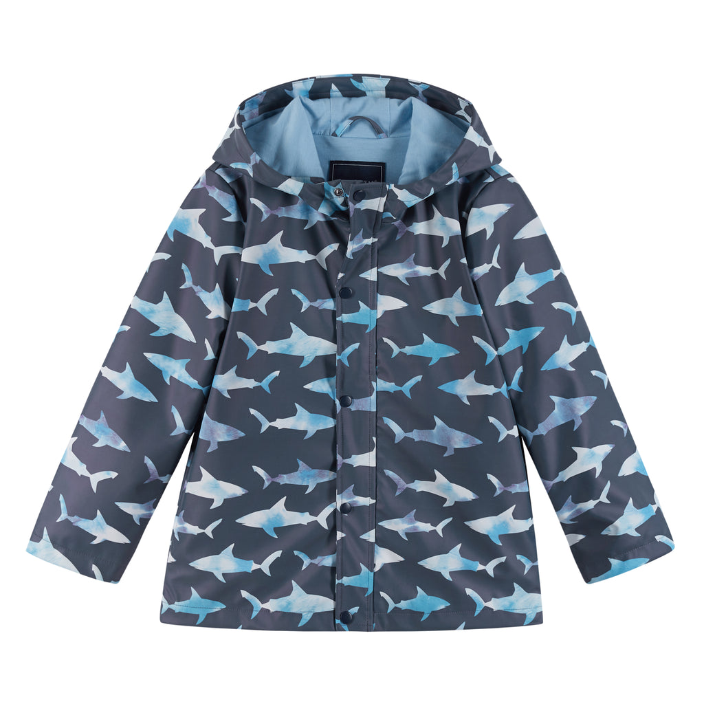 Shark Print Rain Coat | Blue - Andy & Evan