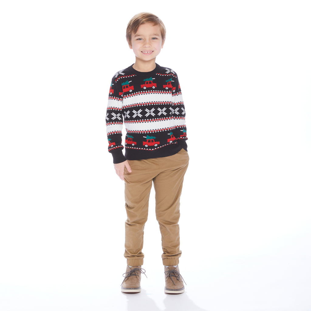 Holiday Jacquard Sweater Set  | Black - Andy & Evan