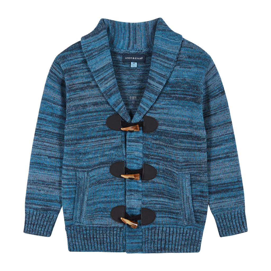 Multi Colored Marled Toggle Cardigan  | Blue - Andy & Evan