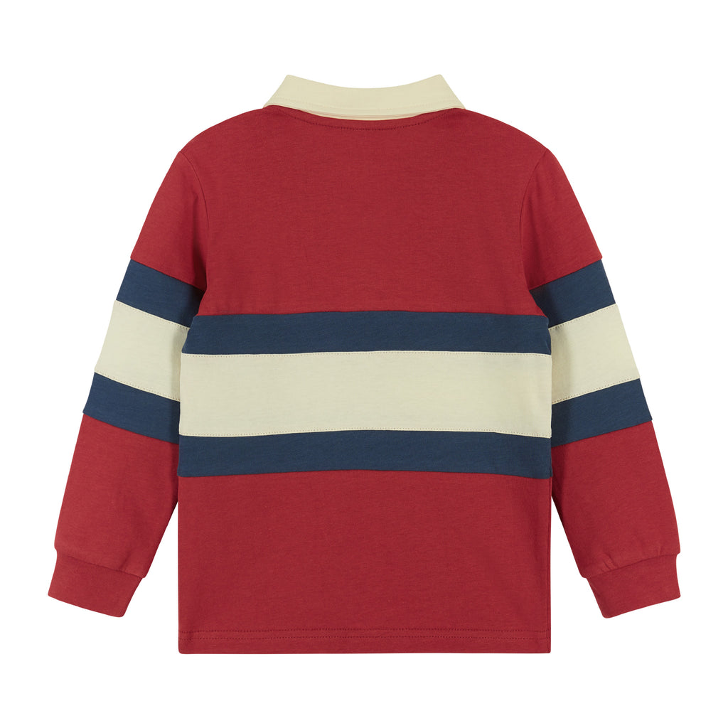 Colorblocked Rugby Button-Up Shirt  | Red - Andy & Evan