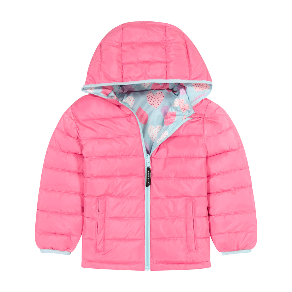 Infant Girls Reversible Puffer | Pink - Andy & Evan