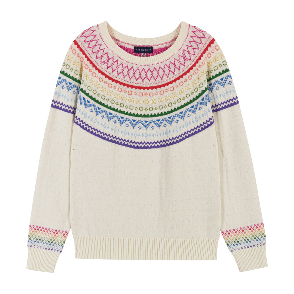 Holiday Rainbow Cream Sweater |  White - Andy & Evan
