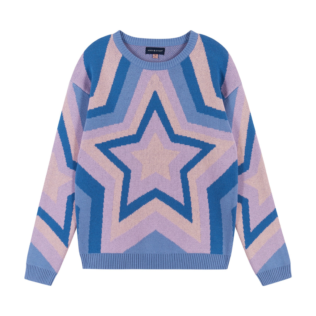 Star Stripe Sweater (Size 7 - 16 Years)  | Purple - Andy & Evan