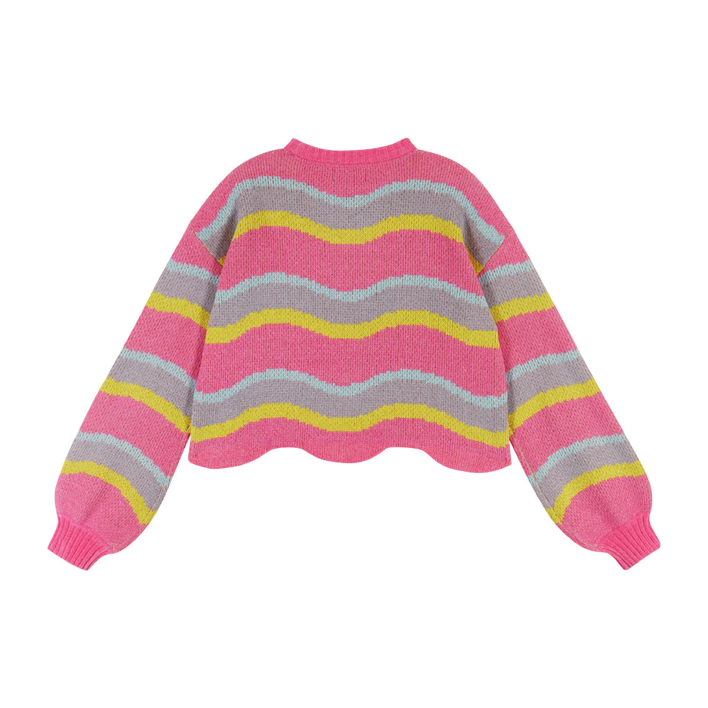 Wavy Chenille Hem Sweater (Size 7 -16 Years) | Pink - Andy & Evan