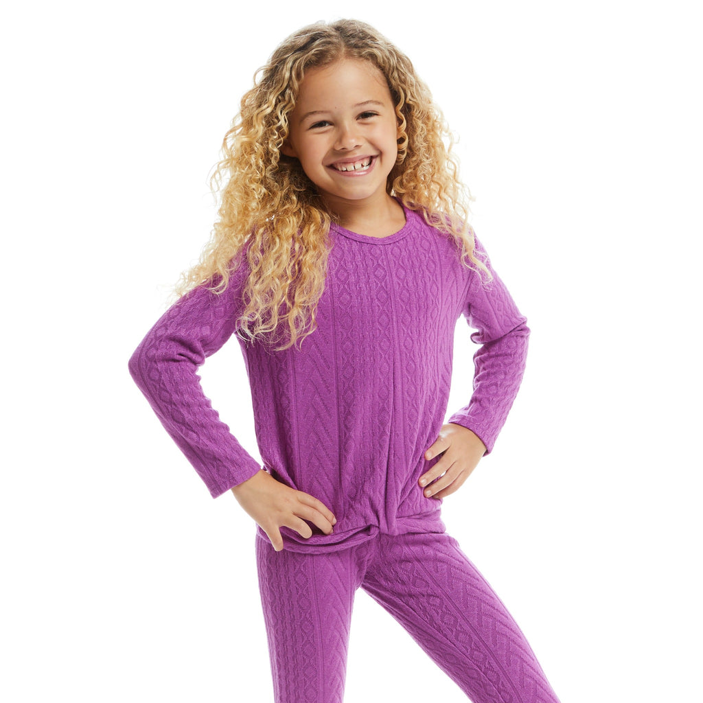 Tie Front Sweater And Leg Set  | Purple - Andy & Evan