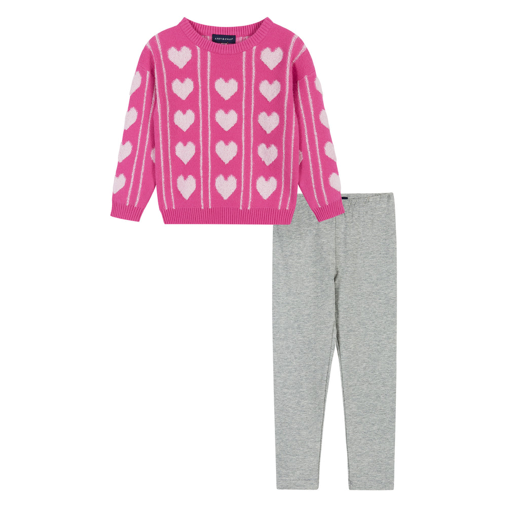 Heart Sweater & Legging Set  | Pink - Andy & Evan