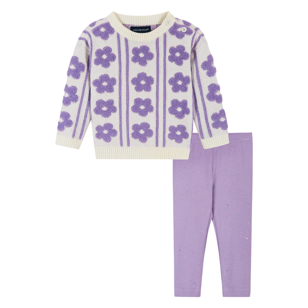 Infant Flower Sweater & Legging Set  | Purple - Andy & Evan