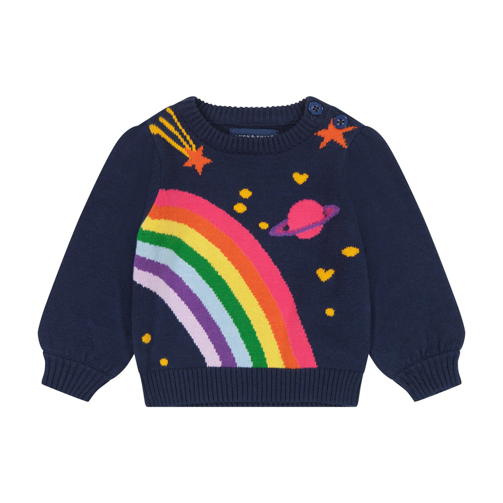 Rainbow Space Sweater & Leggings Set  | Navy - Andy & Evan