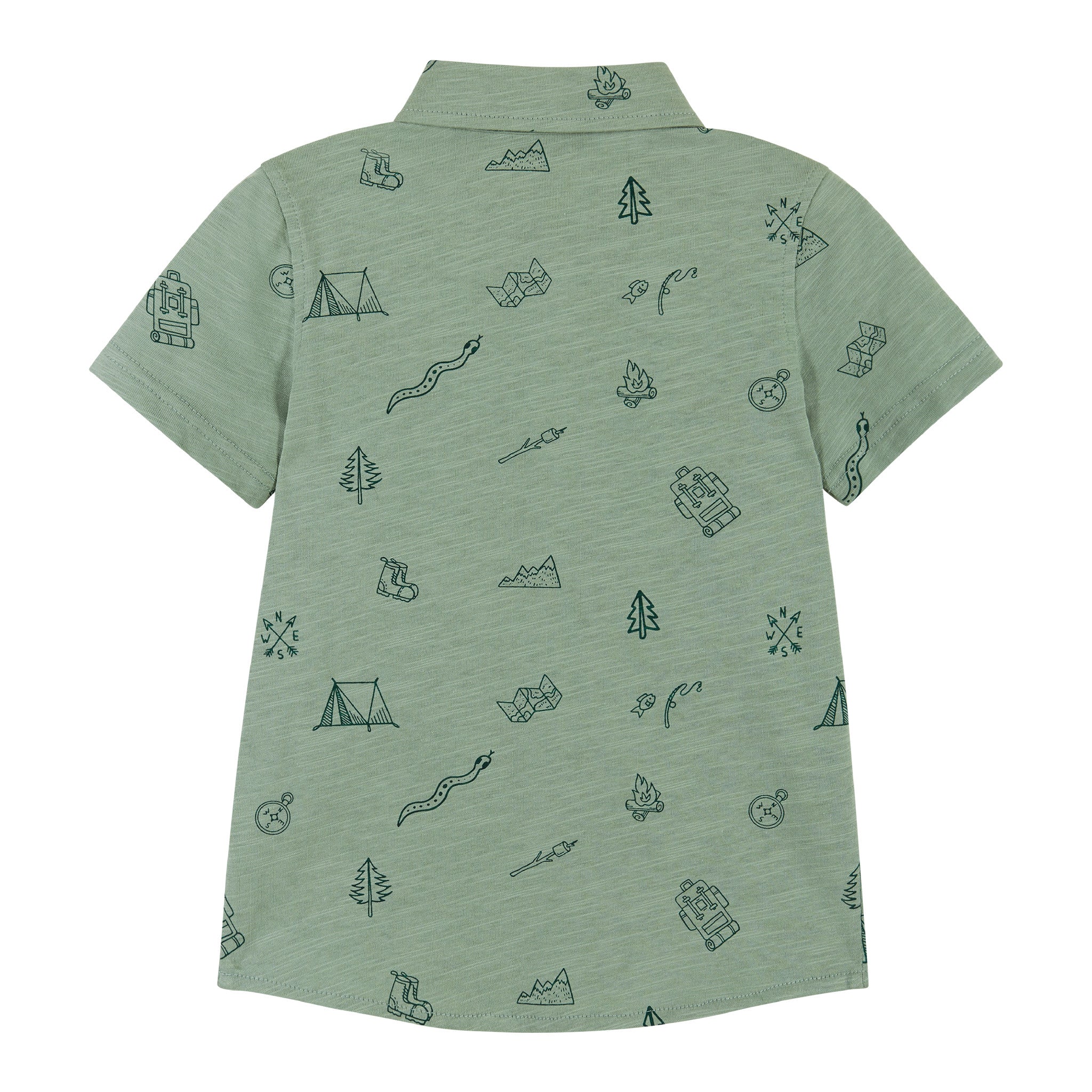 Short Sleeve Knit Buttondown Shirt | Outdoor Adventurer Print 
