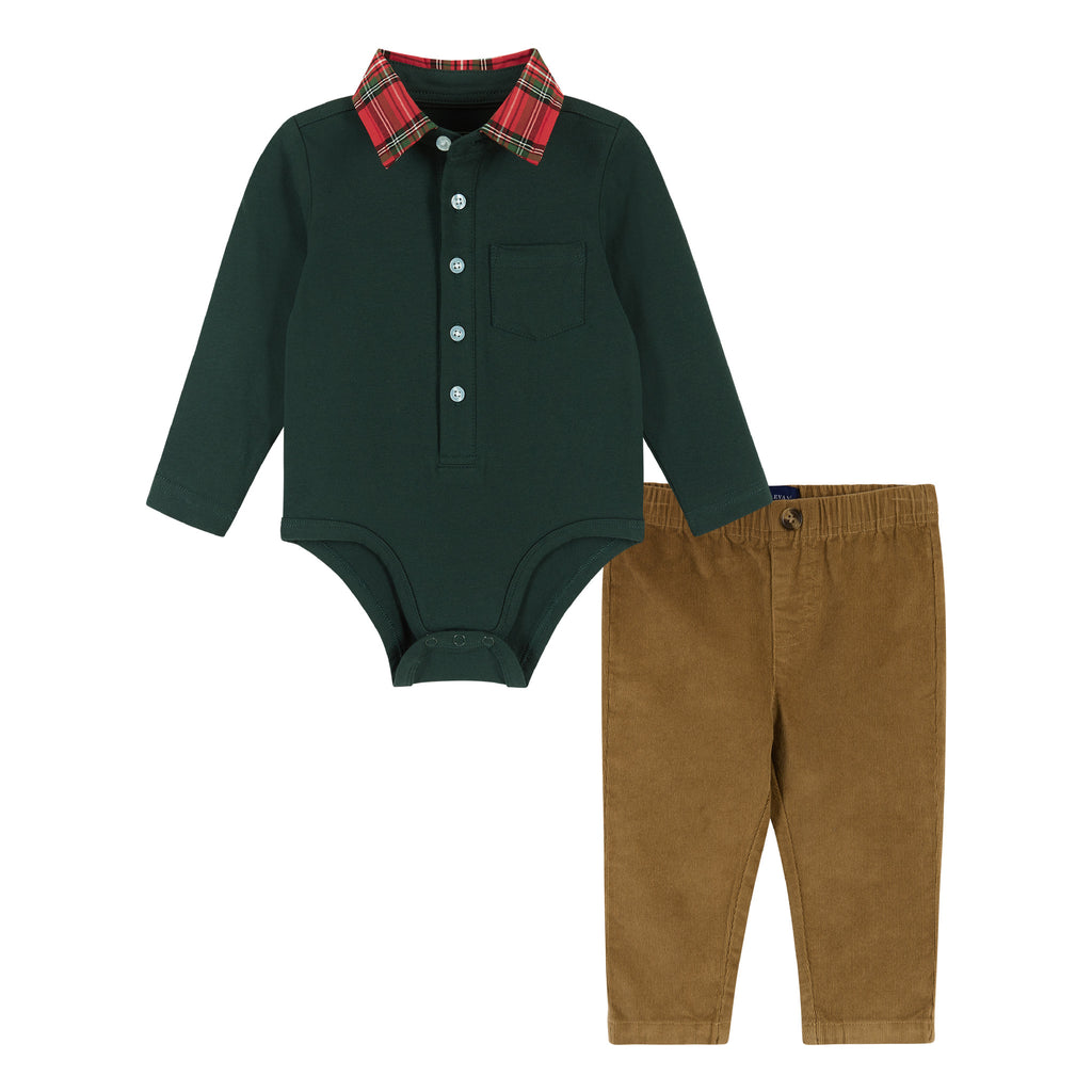 Infant Hunter Holiday Polo Shirtzie Set | Green - Andy & Evan