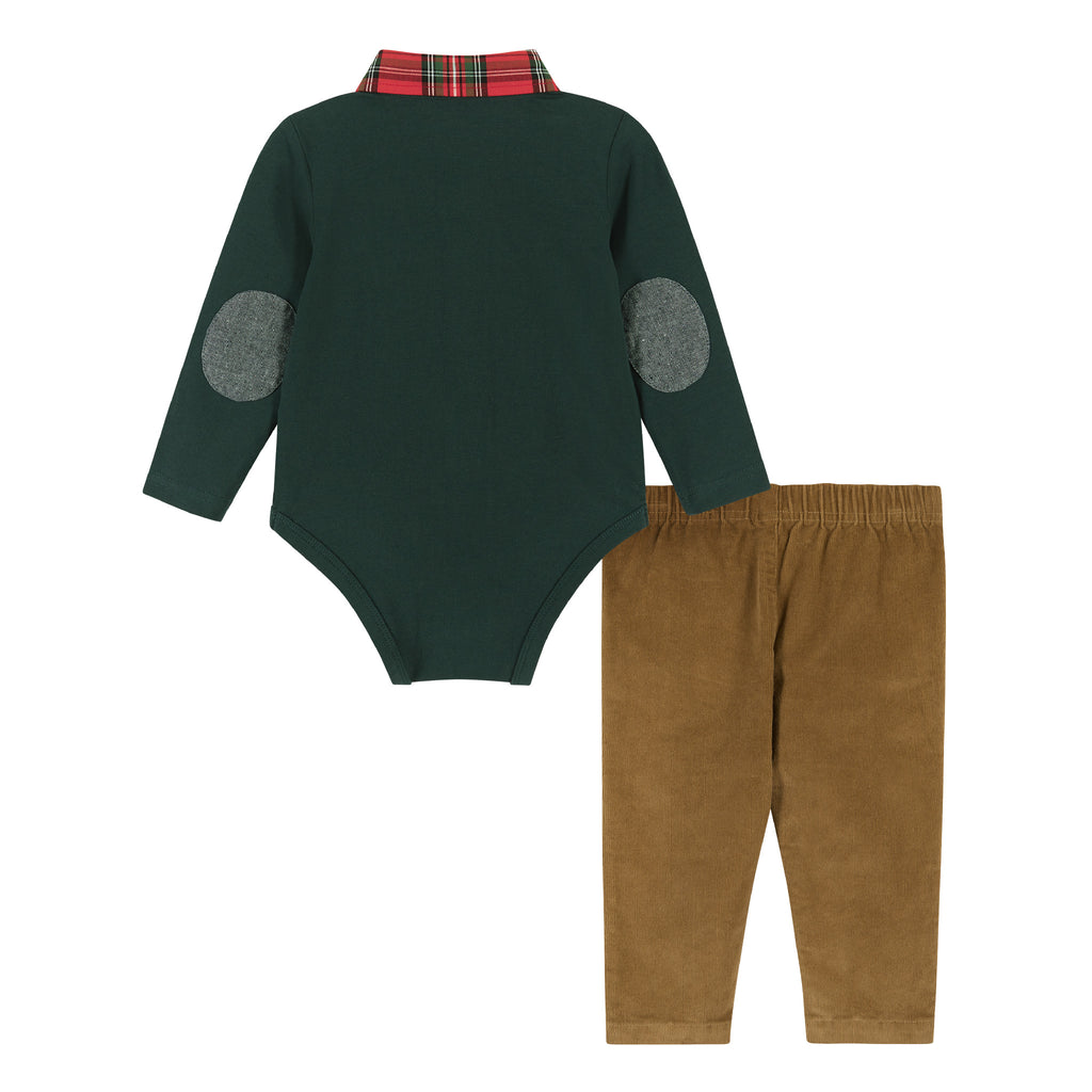 Infant Hunter Holiday Polo Shirtzie Set | Green - Andy & Evan