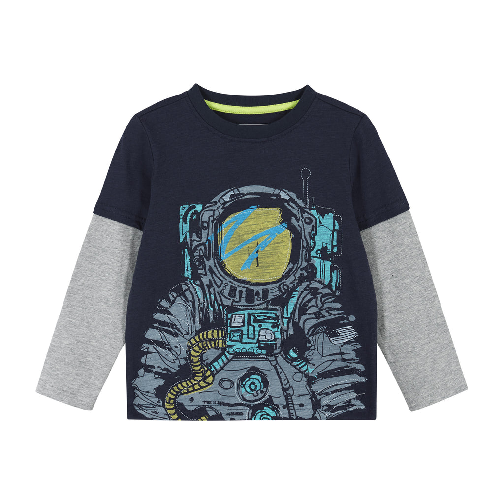 Astronaut Long Sleeve Two-Fer Tee  | Navy - Andy & Evan