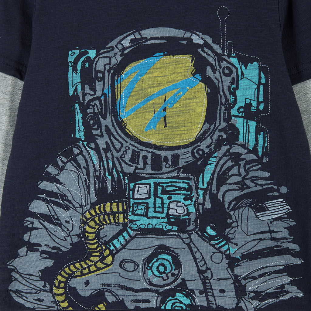 Astronaut Long Sleeve Two-Fer Tee Set  | Navy - Andy & Evan