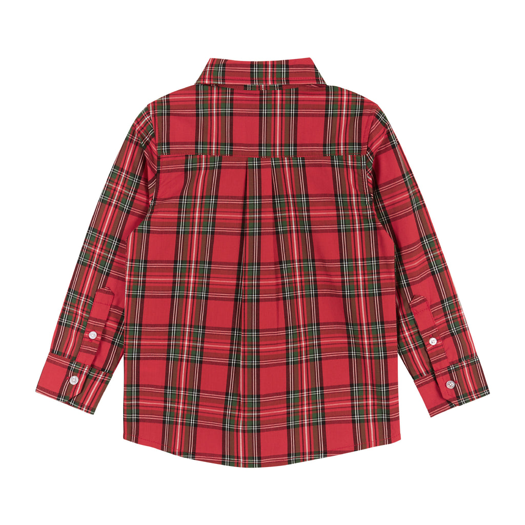 Holiday Plaid Buttondown & Bowtie Set | Red - Andy & Evan