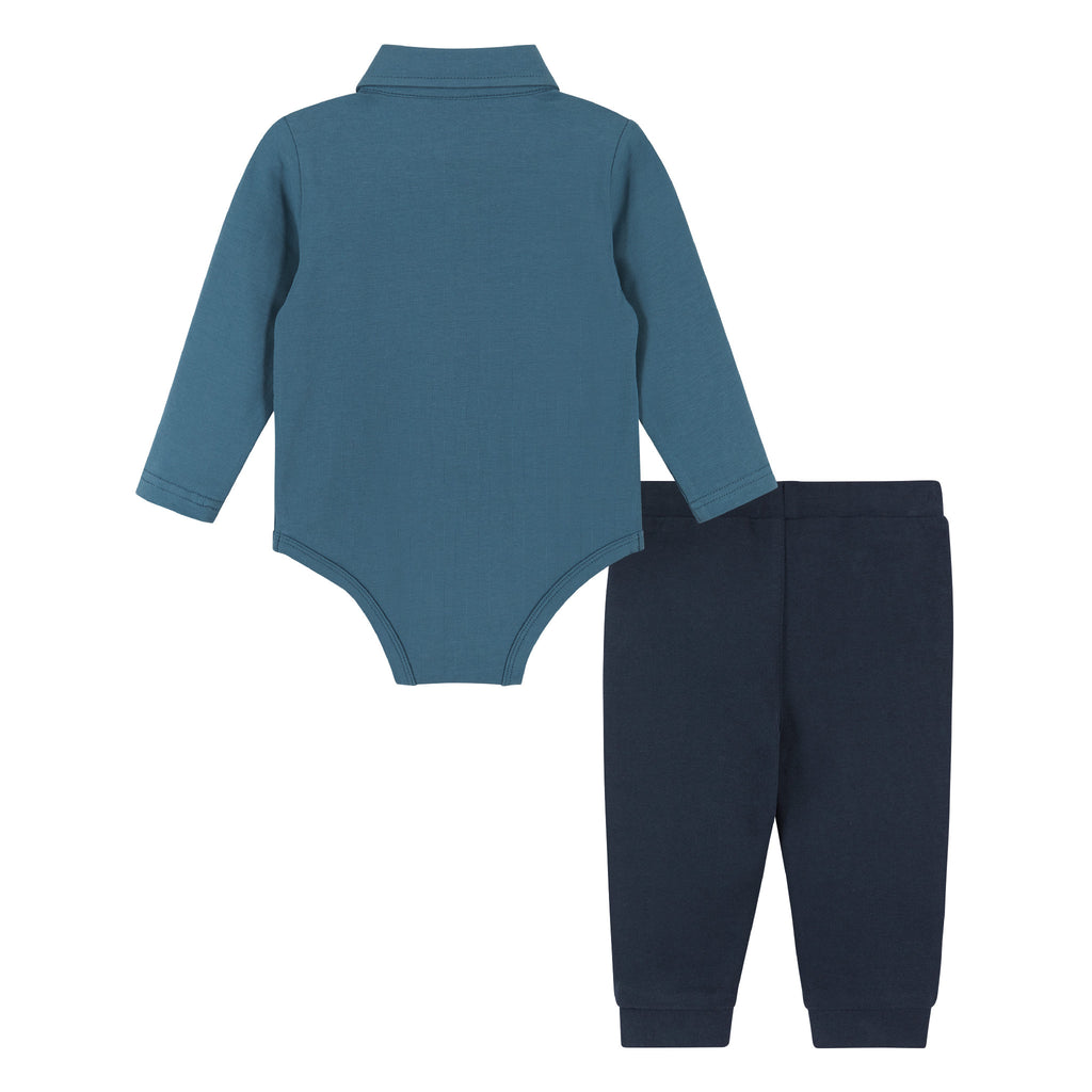 Infant Teal Suspender Shirtzie Set  | Aqua - Andy & Evan