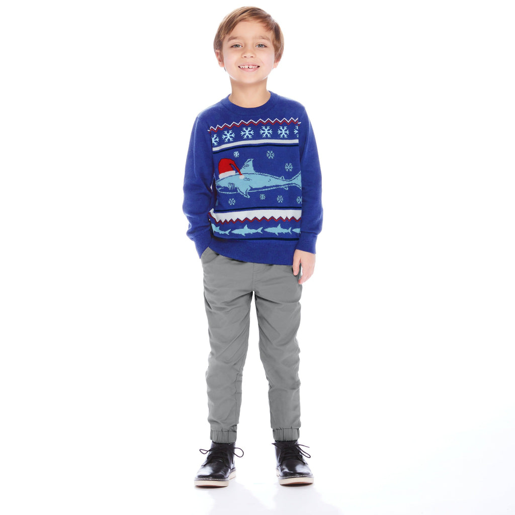 Festive Shark Holiday Sweater Set | Navy - Andy & Evan