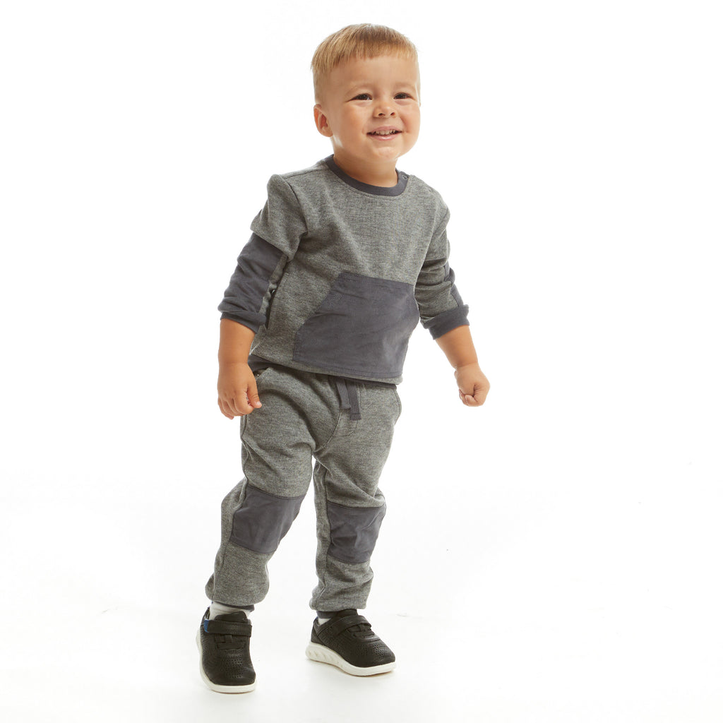 Infant Washed Charcoal Sweat Set  | Grey - Andy & Evan