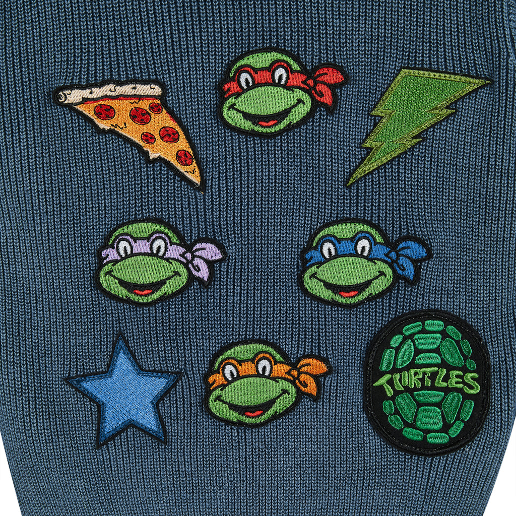 TMNT x Andy & Evan® | Stone Washed Rib Hooded Sweater | Blue - Andy & Evan