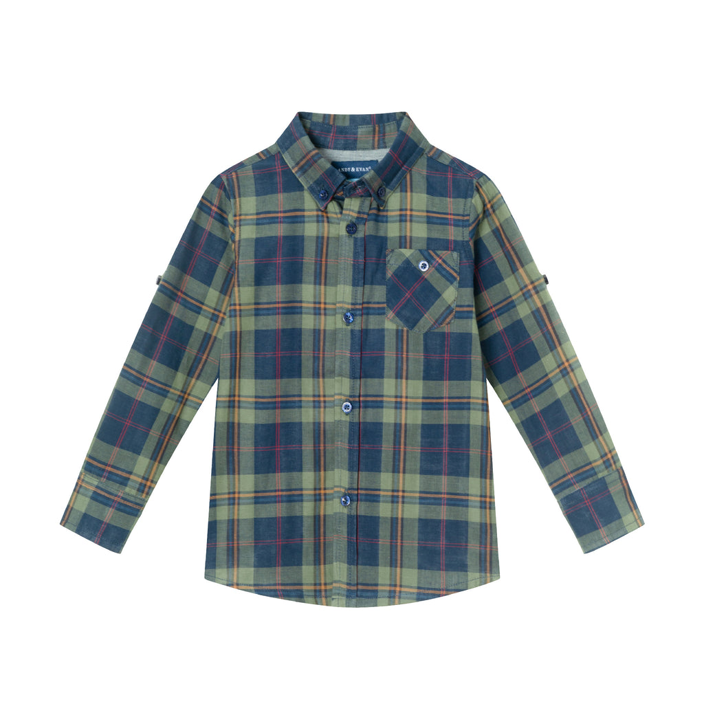 Kids Buttondown Double-Facing Shirt | Green - Andy & Evan