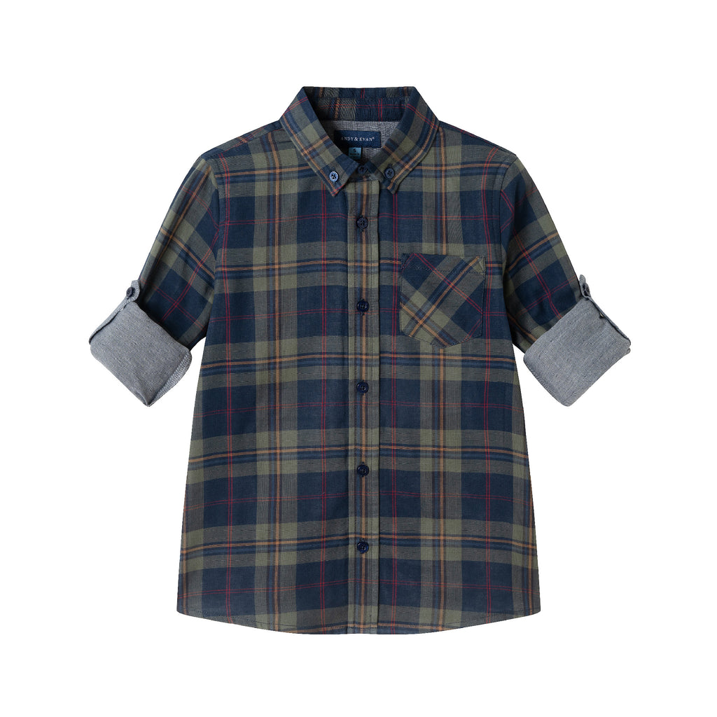 Kids Buttondown Double-Facing Shirt | Green - Andy & Evan