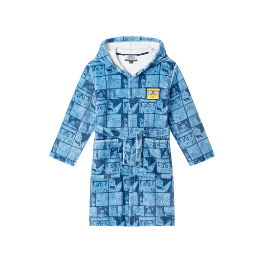 SpongeBob SquarePants™ x Andy & Evan® | Kids (3-10) Spongebob Fleece Robe | Blue Collage