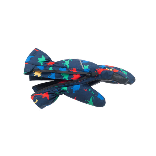 Kids (2-8) Winter & Ski Glove powered by ZIPGLOVE™TECHNOLOGY | Navy Dino