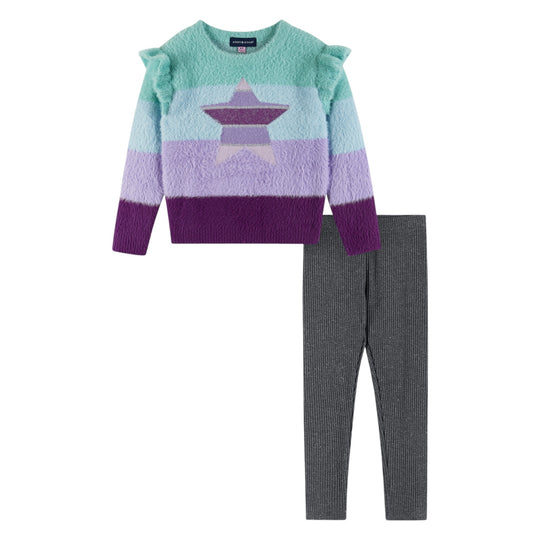 Kids (2-6x) Full Eyelash Sweater & Legging Set | Multicolor Lurex Star